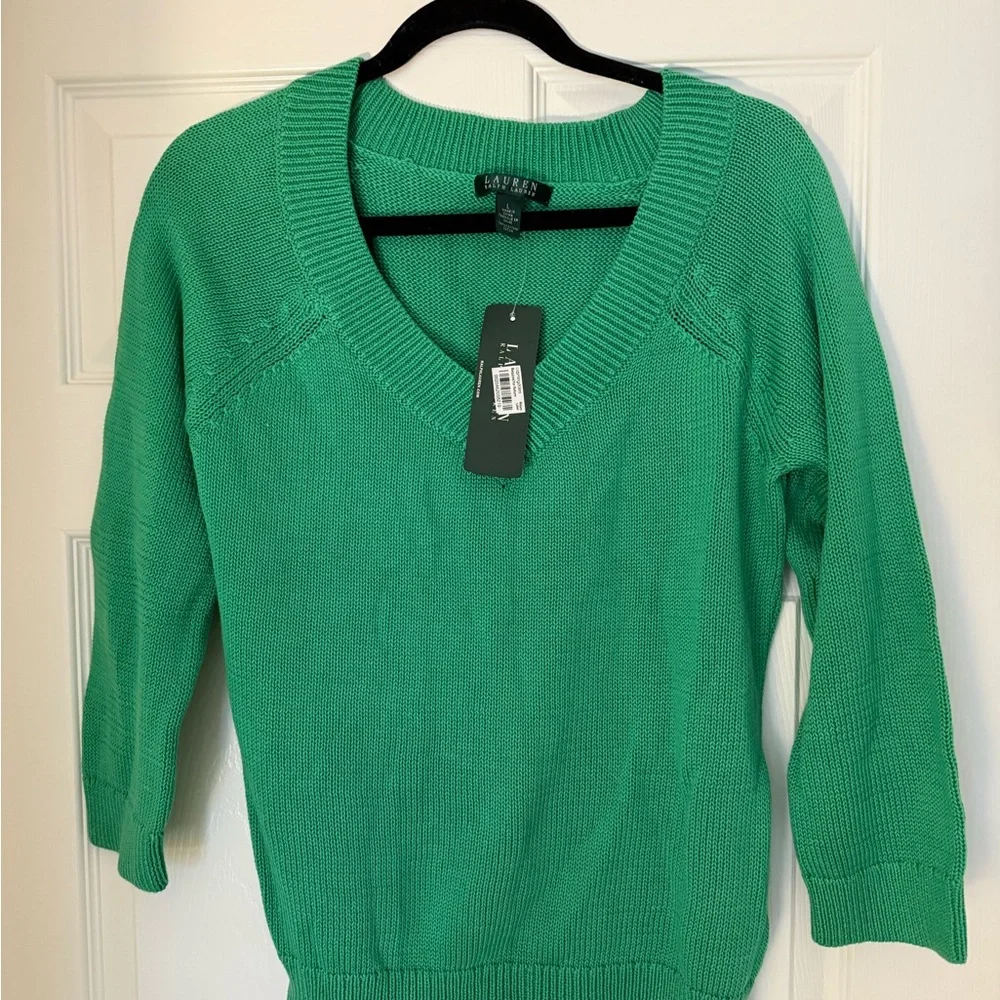 Ralph Lauren Teal V-Neck Women's Sweater - Picture 1 of 3